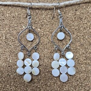 Elegant Silver and Cream Shell Earrings